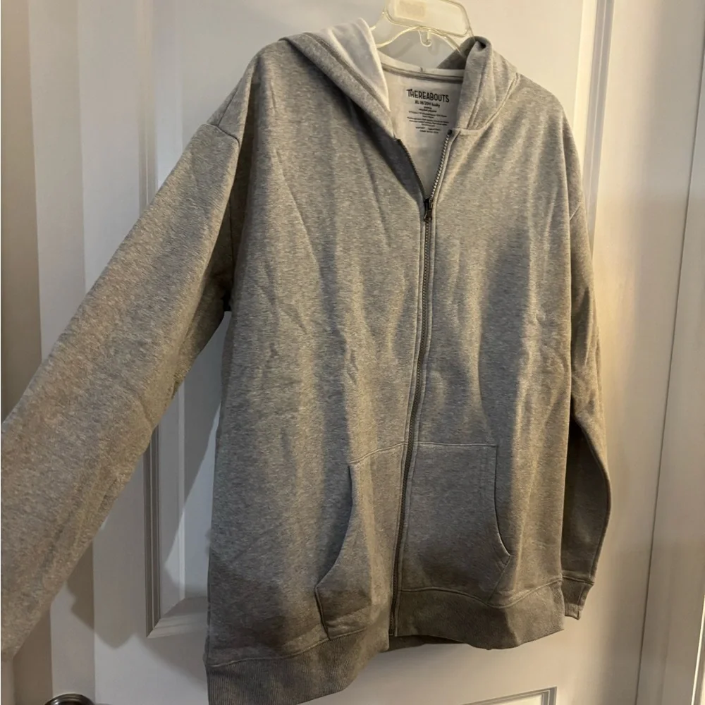 NWT Thereabouts Light Gray Full-Zip Hooded Sweatshirt Sz XL 18/20 Husky